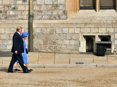 Le président américain Donald Trump et la reine Elizabeth II d'Angleterre au château de Windsor, le 13 juillet 2018 - Ben STANSALL [POOL/AFP]