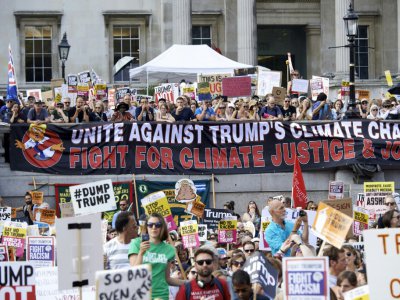 Manifestation contre la visite du président américain Donald Trump en Grande-Bretagne, le 13 juillet 2018 à Londres - Niklas HALLEN [AFP]