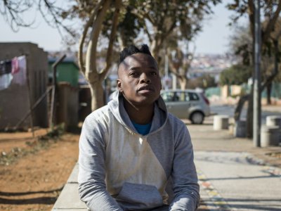 Le chanteur de hip hop Thobane Mkhize, le 11 juillet 2018 à Soweto, en Afrique du Sud - WIKUS DE WET [AFP]