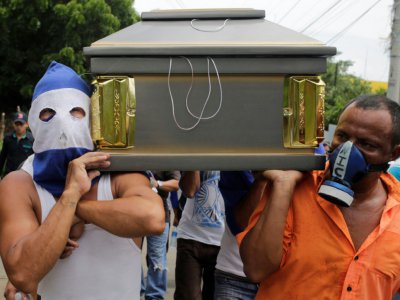 Les funérailles d'un étudiant tué par la police, le 16 juillet 2018 à Managua, au Nicaragua - INTI OCON [AFP]