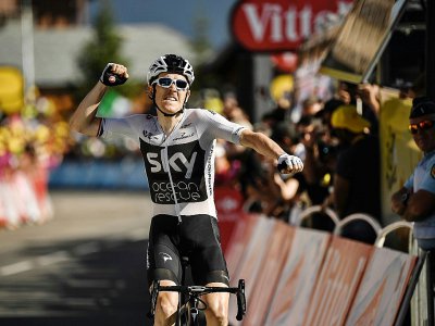 Geraint Thomas, vainqueur de la 11e étape du Tour de France à la Rosière, le 18 juillet 2018 - Marco BERTORELLO [AFP]