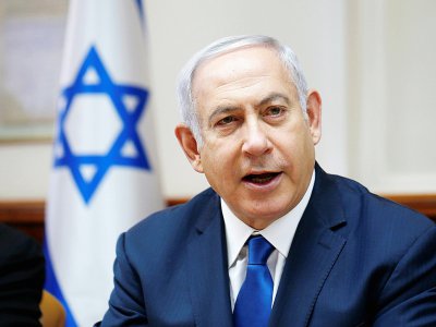 Le Premier ministre israélien Benjamin Netanyahu durant la réunion hebdomadaire du gouvernement, le 15 juillet 2018 à Jérusalem - RONEN ZVULUN [POOL/AFP/Archives]