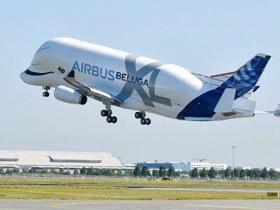 L'Airbus Beluga XL décolle de l'aéroport de Toulouse-Blagnac, le 19 juillet 2018 - ERIC CABANIS [AFP]