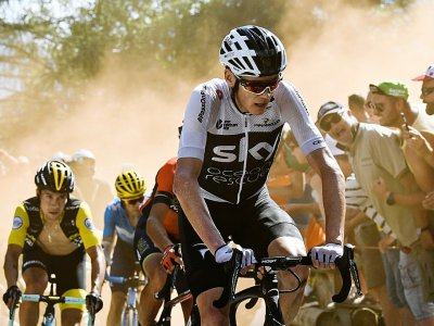 Le Britannique Chris Froome dans l'ascension de l'Alpe d'Huez lors de la 12e étape du Tour de France, le 19 juillet 2018 - Jeff PACHOUD [AFP]