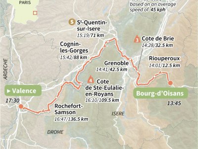 Le peloton a quitté vendredi en début d'après-midi Le Bourg-d'Oisans vers Valence pour une 13e étape longue de 169,5 kilomètres - Laurence SAUBADU [AFP]