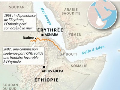 Carte de l'Ethiopie, de l'Erythrée et de leur frontière disputée. - John SAEKI [AFP]