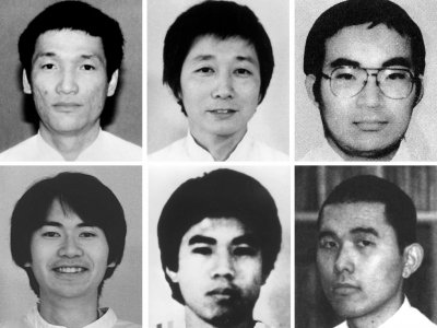 Montage de photos fournies par Jiji Press, réalisé le 26 juillet 2018, montrant six ex-membres de la secte Aum Vérité Suprême, responsable de l'attentat au gaz sarin dans le métro de Tokyo en 1995 - JIJI PRESS [JIJI PRESS/AFP]