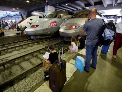 Les voyageurs de la gare Montparnasse patientent sur les quais de la gare, le 27 juillet 2018 - GERARD JULIEN [AFP]