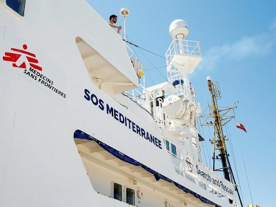 L'Aquarius, le bateau humanitaire de SOS Méditerranée et de Médecins sans frontières le 20 juin 2018 - PAU BARRENA [AFP/Archives]