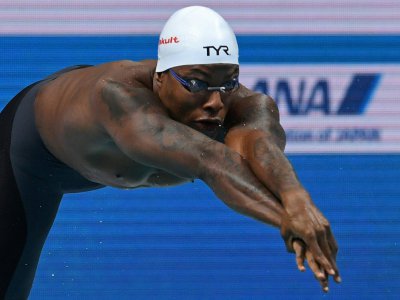 Le Français Mehdy Metella en série du 100 m nage libre des Mondiaux, le 26 juillet 2017 à Budapest - FRANCOIS XAVIER MARIT [AFP/Archives]