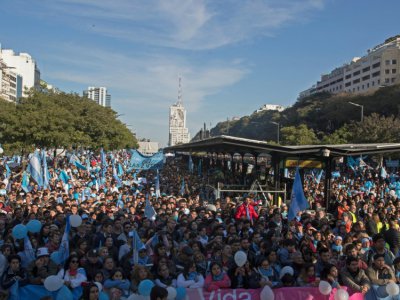 Des milliers de personnes manifestent à l'appel des églises évangéliques contre le projet de légalisation de l'avortement, le 4 août 2018 à Buenos Aires, en Argentine - Alejandro PAGNI [AFP]