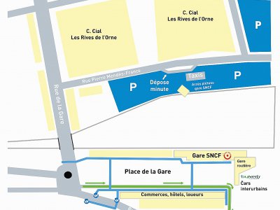 Plan d'accès à la gare de Caen pendant les travaux. - tramway2019.com