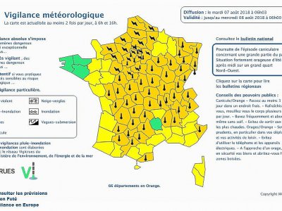 Quatre départements normands en orange - Météo France