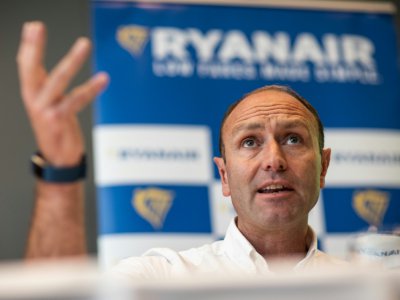Le directeur du marketing de Ryanair, Kenny Jacobs, lors d'une conférence de presse à Francfort le 8 août 2018 (photo DPA) - Frank Rumpenhorst [dpa/AFP]