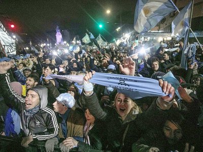 Des activistes contre la légalisation de l'avortement réagissent après l'annonce du rejet de la loi par le Sénat, à Buenos Aires, le 09 août 2018 - Alberto RAGGIO [AFP]