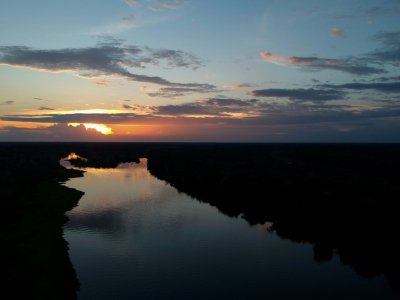 Vue aérienne de la rivière Jaraua, dans la réservce de Mamiraua , au Brésil, le 28 juin 2018 - Mauro Pimentel [AFP]