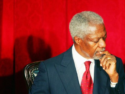 Kofi Annan, ancien secrétaire général de l'ONU, décédé le 18 août à 80 ans, ici le 29 janvier 2008  à Nairobi au Kenya - Simon MAINA [AFP/Archives]