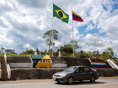 La frontière entre le Brésil et le Vénézuela, à Pacaraima, Etat de Roraima, dans le nord du Brésil, où des heurts ont éclaté samedi avec des réfugiés vénézueliens. Le 27 février 2018. - Mauro PIMENTEL [AFP/Archives]