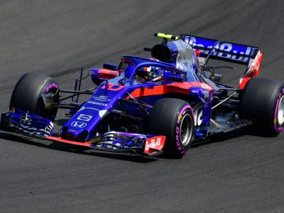Pierre Gasly à bord de sa Toro Rosso lors des essais libres du Grand Prix de Hongrie, le 28 juillet 2018 à Mogyorod, près de Budapest - ANDREJ ISAKOVIC [AFP/Archives]