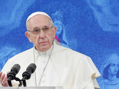 Le pape François à Knock, en Irlande, le 26 août 2018, deuxième jour d'une visite au cours de laquelle il a demandé "pardon" à Dieu pour les abus sexuels commis par les prêtres - Tiziana FABI [AFP]
