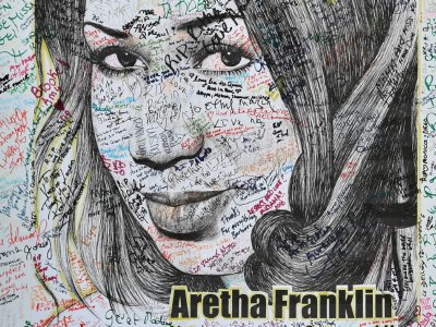 Un poster représentant Aretha Franklin devant le musée Charles H. Wright le 29 août 2018 à Détroit, dans le Michigan - Angela Weiss [AFP]