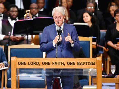 L'ancien président américain Bill Clinton, aux funérailles d'Aretha Franklin le 31 août 2018 à Detroit (Michigan) - Angela Weiss [AFP]