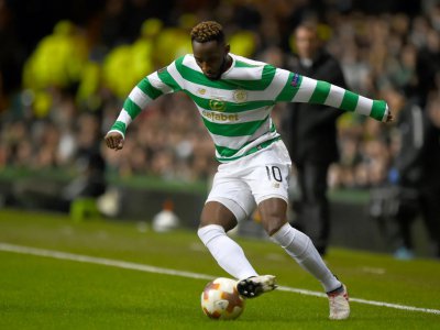 L'attaquant français Moussa Dembélé, sous les couleurs du Celtic, contre Saint-Pétersbourg en Ligue Europa, le 15 février 2018 à Glasgow - ANDY BUCHANAN [AFP/Archives]