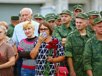 Des dizaines de milliers de personnes ont assisté aux funérailles d'Alexander Zakharchenko "président" de la République populaire de Donetsk, le 2 septembre 2018. - Aleksey FILIPPOV [AFP]