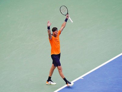 L'Argentin Juan Martin del Potro après sa victoire sur l'Américain John Isner en quart de finale de l'US Open le 4 septembre 2018 - KENA BETANCUR [AFP]