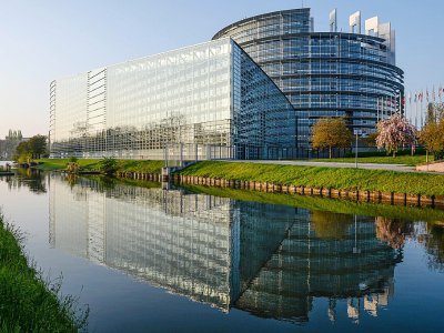 Photo du siège du Parlement européen à Strasbourg (France) le 5 avril 2017. - SEBASTIEN BOZON [AFP]