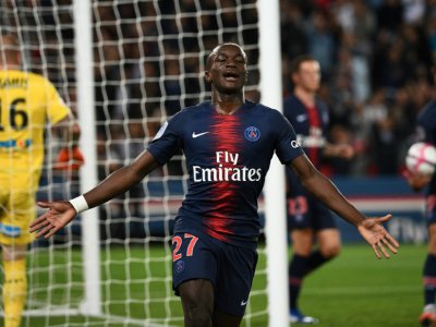 L'attaquant du PSG Moussa Diaby buteur lors de la victoire à domicile face à Saint-Etienne le 14 septembre 2018 - FRANCK FIFE [AFP]