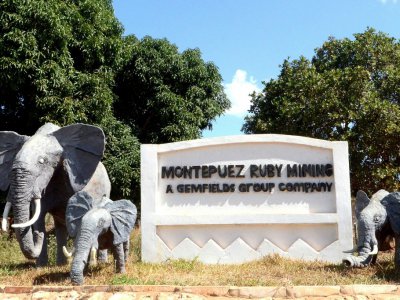 L'entrée de l'entreprise MRM, Montepuez Ruby Mining, le 3 août 2018 à Montepuez, au Mozambique - EMIDIO JOSINE [AFP]