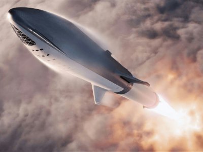 Un dessin de la future fusée "BFR" de SpaceX, tweetée par le dirigeant de la compagnie spatiale, Elon Musk, le 17 septembre 2018 - HO [SPACEX/AFP]