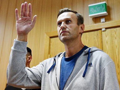 L'opposant russe Alexeï Navalny le 27 août 2018 durant son procès à Moscou - Vasily MAXIMOV [AFP/Archives]