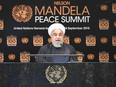 Le président iranien Hassan Rohani, lors d'un sommet en l'honneur de Nelson Mandela, le 24 septembre 2018 à New York, à la veille de l'ouverture de la 72e Assemblée générale annuelle de l'ONU - TIMOTHY A. CLARY [AFP]