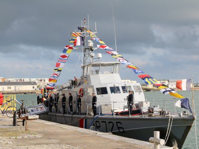 Le patrouilleur Aramis de la gendarmerie maritime a été pavoisé pour l'occasion. - Célia Caradec