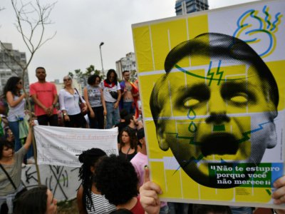 Des milliers de femmes sont descendues dans la rue contre la candidature de Jair Bolsonaro, le 29 septembre 2018 à Sao Paulo - Nelson Almeida [AFP]