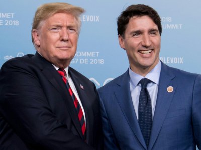 Le président américain Donald Trump et le Premier ministre canadien Justin Trudeau le 08 juin 2018 à La Malbaie au Quebec - SAUL LOEB [AFP/Archives]