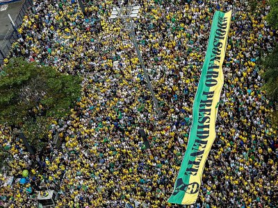 Manifestation pro-Bolsonaro à Sao Paulo, le 30 septembre 2018 - Miguel SCHINCARIOL [AFP]