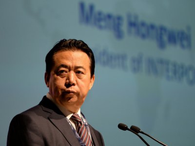 Le président d'Interpol Meng Hongwei, le 4 juillet 2017 à Singapour - ROSLAN RAHMAN [AFP/Archives]