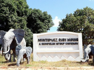 L'entrée de la société Montepuez Ruby Mining (MRM) à Montepuez, le 3 août 2018 au Mozambique - EMIDIO JOSINE [AFP]