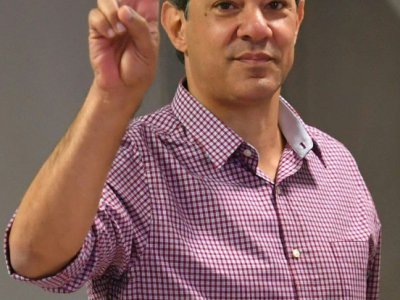 Le candidat du PT, Fernando Haddad, à Sao Paulo, le 7 octobre 2018 - NELSON ALMEIDA [AFP]