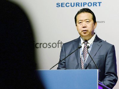 L'ex-patron chinois d'Interpol Meng Hongwei, à Singapour le 4 juillet 2018 - ROSLAN RAHMAN [AFP/Archives]