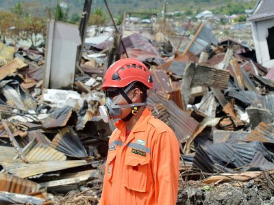 Opération de secours à Balaroa, une zone de Palu fortement touchée par le séisme et le tsunami, le 8 octobre 2018 en Indonésie - ADEK BERRY [AFP]
