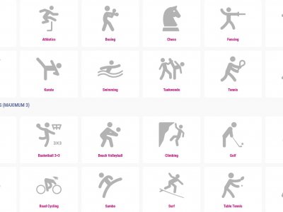 La liste des sports disputés aux Gymnasiades school summer games. - Capture écran