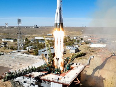 La fusée Soyouz lors de son décollage le 11 octobre 2018 à Baïkonour. - Kirill KUDRYAVTSEV [AFP]