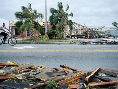 Les dommages causés par le passage de l'ouragan Michael dans la ville de Panama city (Floride) le 10 octobre 2018. - Brendan Smialowski [AFP]