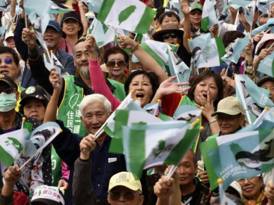 Des indépendantistes taïwanais manifestent à Taipei, le 20 octobre 2018 - SAM YEH [AFP]