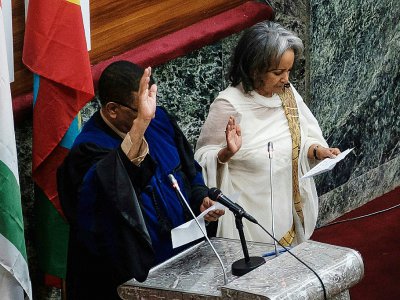 La nouvelle présidente de l'Ethiopie Sahle-Work Zewde prête serment devant le Parlement, le 25 octobre 2018 à Addis Abeba - EDUARDO SOTERAS [AFP]