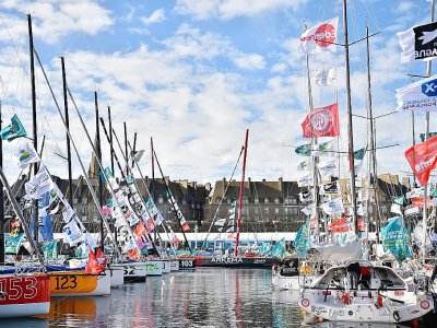 Voiliers de la 11e édition de la Route du Rhum au port de départ à Saint-Malo, le 29 octobre 2018 - LOIC VENANCE [AFP]